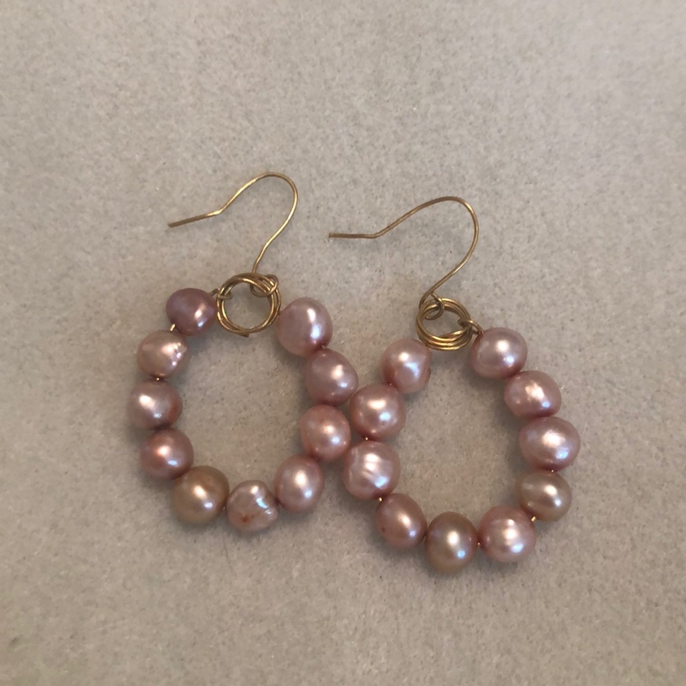 Amazing handmade freshwater pearl hoops